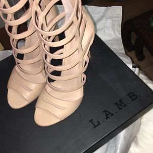 L.A.M.B. Nude Strappy Gladiator Heels